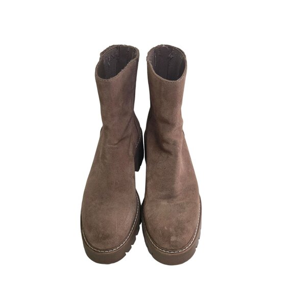 Dolce Vita Hopper Tan Suede Lug Sole Zip Closure Ankle Boots Size 9M - Picture 5 of 9